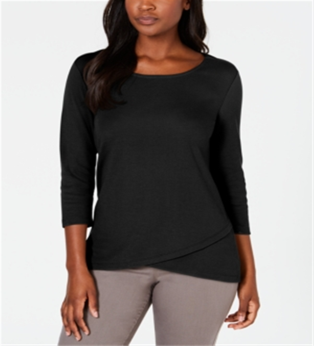 Karen Scott Women's Tulip Hem Top Black Size XX-Large