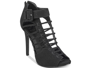 GUESS Womens Adhirra Peep Toe Special Occasion Ankle Strap, Black, Size 9