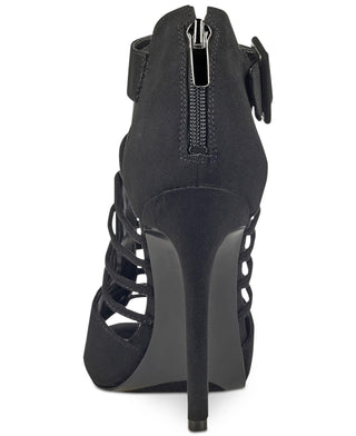 GUESS Womens Adhirra Peep Toe Special Occasion Ankle Strap, Black, Size 9