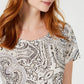 Style & Co Women's Printed T-Shirt White Size Petite S