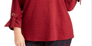 Charter Club Women's Textured Top Wine Size 0X