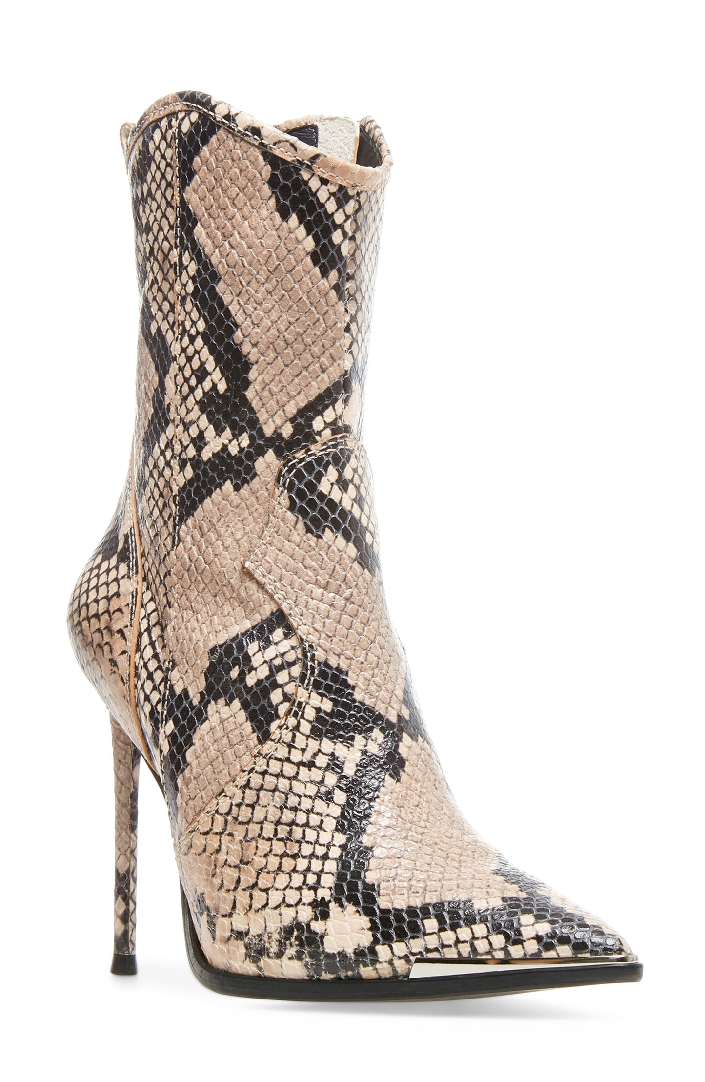 Steve Madden Women's Tina Fabric Pointed Toe Ankle Fashion Boots Beige Snake Size 9 M