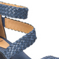 White Mountain Women's Sundown Leather Open Toe Casual Ankle Strap Sandals Blue Size 9M