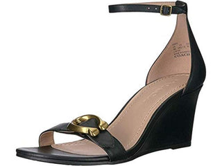 Coach Women's Odetta Wedge with Signature Buckle Black Size 8 B