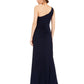Adrianna Papell Women's One Shoulder Jersey Gown Blue Size 4
