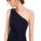 Adrianna Papell Women's One Shoulder Jersey Gown Blue Size 4