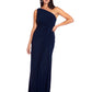 Adrianna Papell Women's One Shoulder Jersey Gown Blue Size 4