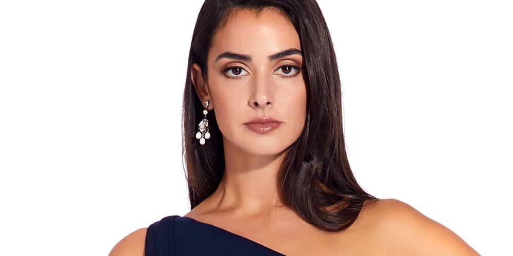 Adrianna Papell Women's One Shoulder Jersey Gown Blue Size 4