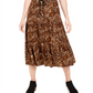 Style & Co Women's Cheetah Print MIDI Skirt Brown Size Petite S