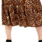 Style & Co Women's Cheetah Print MIDI Skirt Brown Size Petite S