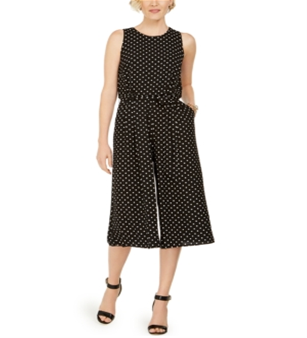 Vince Camuto Women's Polka Dot Cropped Jumpsuit Black Size 8