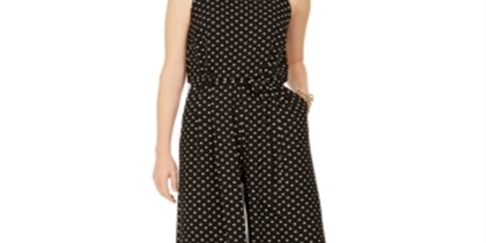 Vince Camuto Women's Polka Dot Cropped Jumpsuit Black Size 8