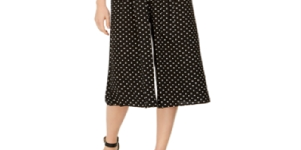 Vince Camuto Women's Polka Dot Cropped Jumpsuit Black Size 8