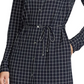 Ralph Lauren Women's Check Long Sleeve Collared Below the Knee Shirt Dress Blue Size X-Small