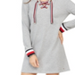 Tommy Hilfiger Women's Lace up Hoodie Sweatshirt Dress -Gray Size -S