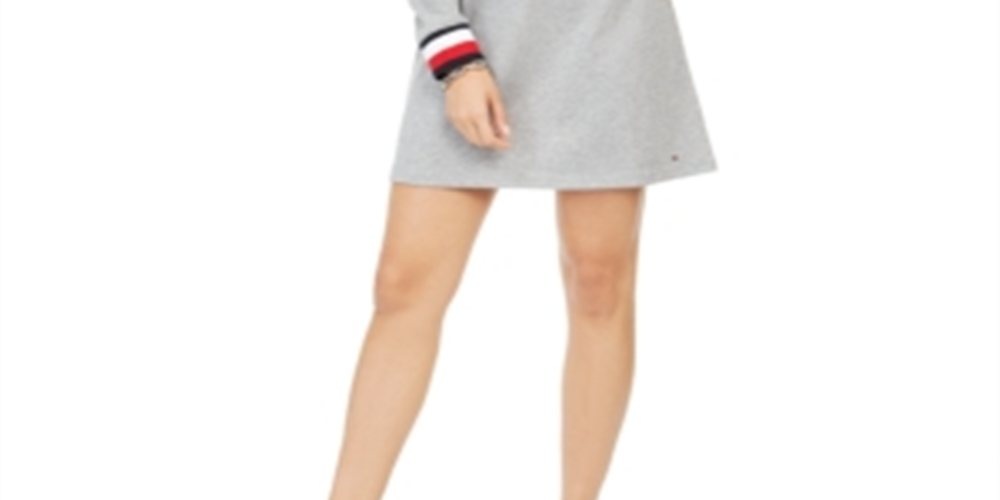 Tommy Hilfiger Women's Lace up Hoodie Sweatshirt Dress -Gray Size -S