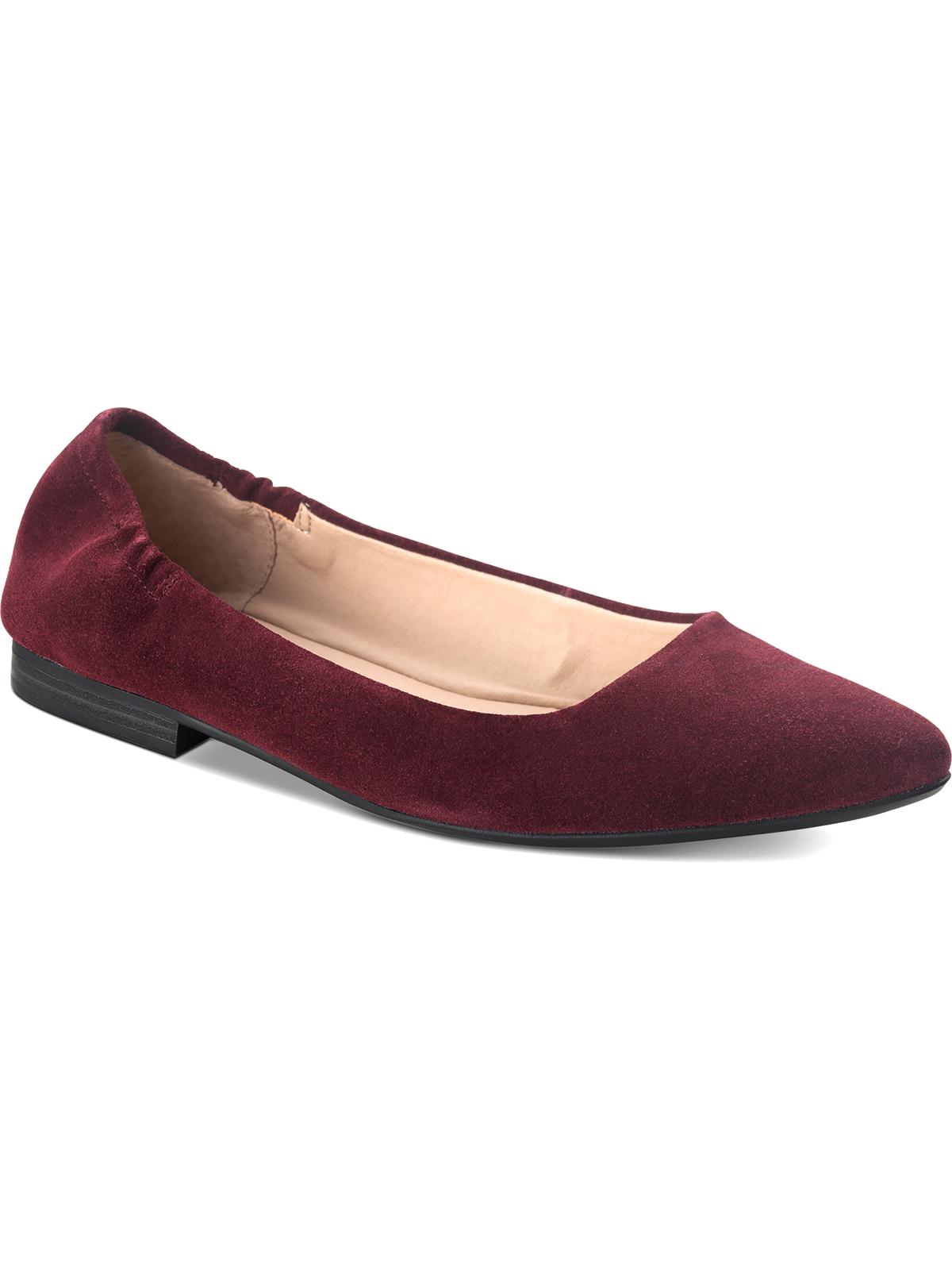 American Rag Women's Elastic Ankle Stretch Comfort Jilly Pointed Toe Block Heel Slip on Leather Ballet Flats Purple Size 9.5 M