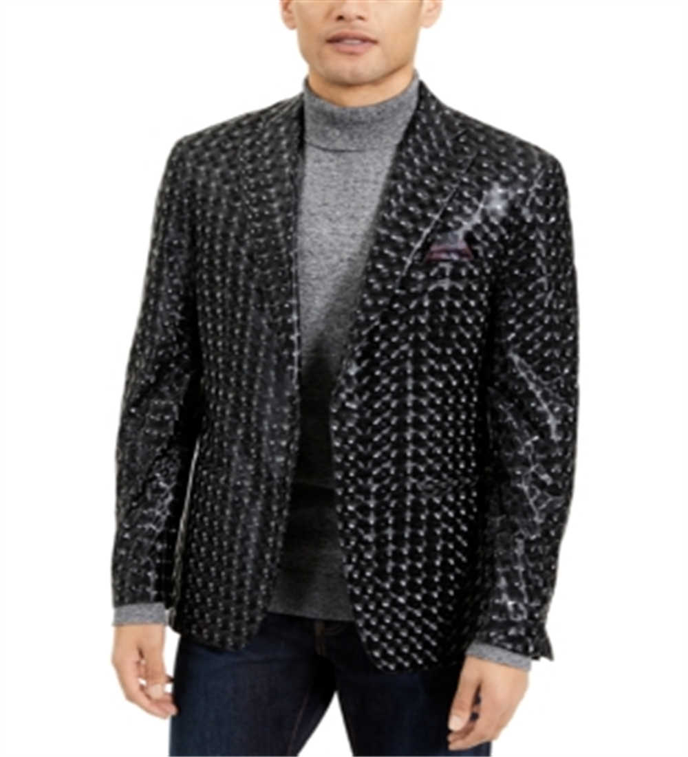 Tallia Men's Shiny 3D Sport Coat Black Size X-Large