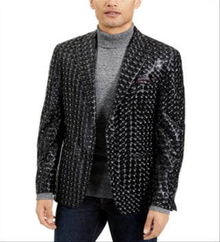 Tallia Men's Shiny 3D Sport Coat Black Size X-Large