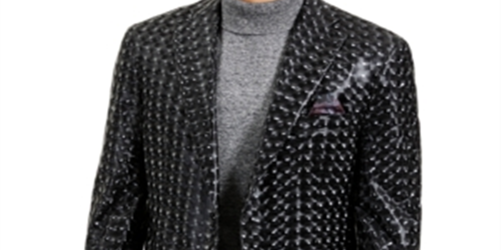 Tallia Men's Shiny 3D Sport Coat Black Size X-Large