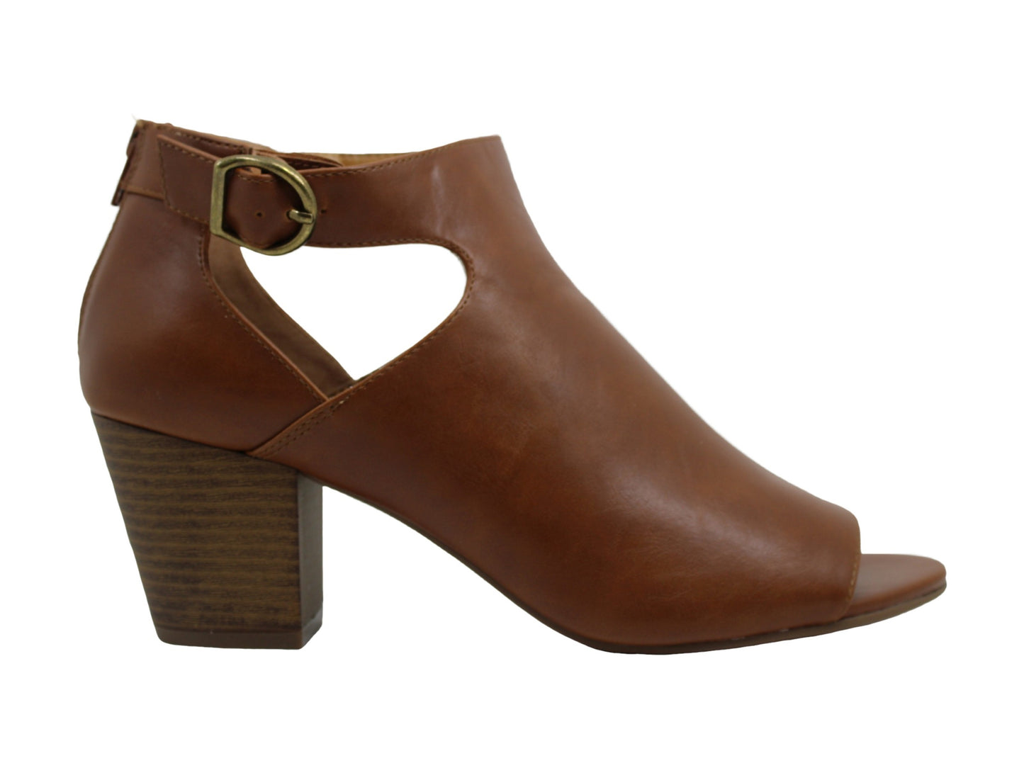 Style & Co Women's Kennaa Leather Peep Toe Casual Ankle Strap Sandals Brown Size 9.5M