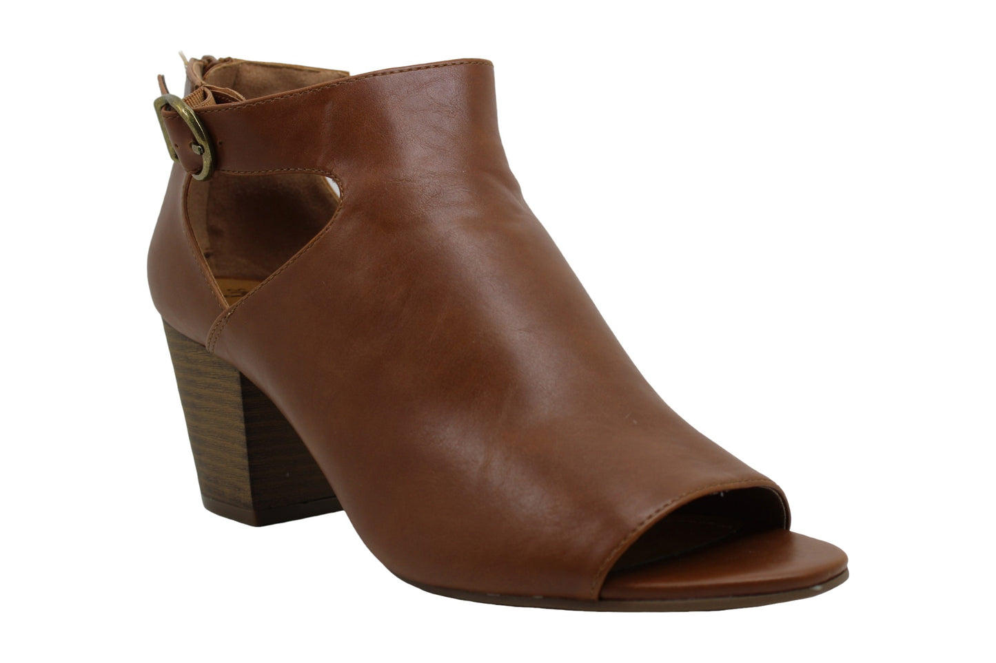 Style & Co Women's Kennaa Leather Peep Toe Casual Ankle Strap Sandals Brown Size 9.5M