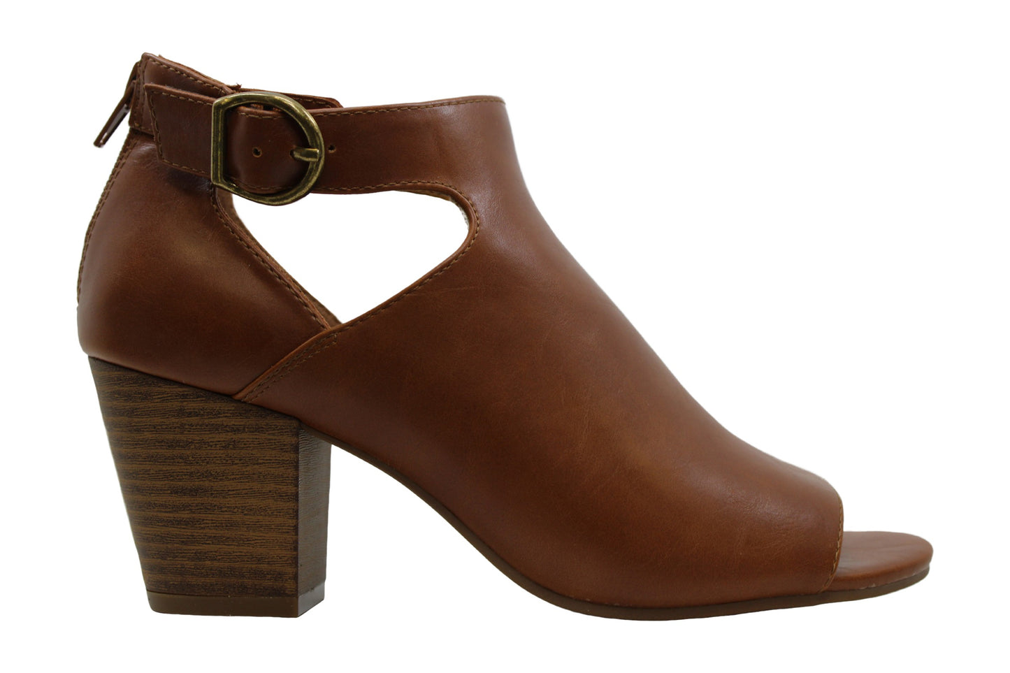 Style & Co Women's Kennaa Leather Peep Toe Casual Ankle Strap Sandals Brown Size 9.5M