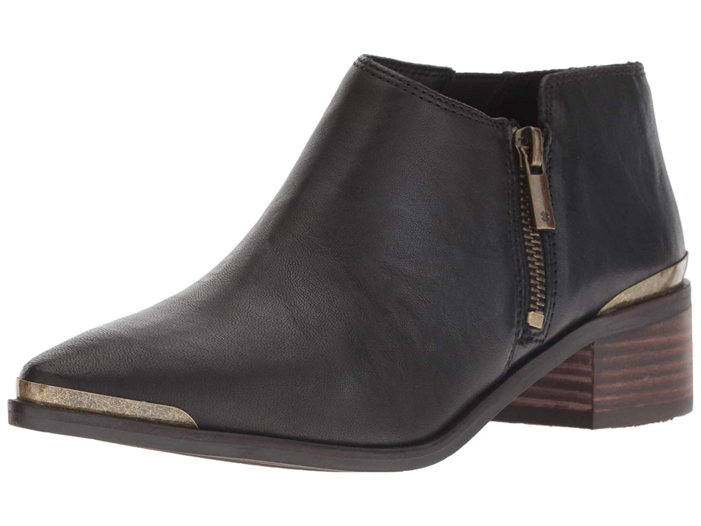 Lucky Brand Women's Koben Leather Pointed Toe Ankle Fashion Boots Black Size 5.5M