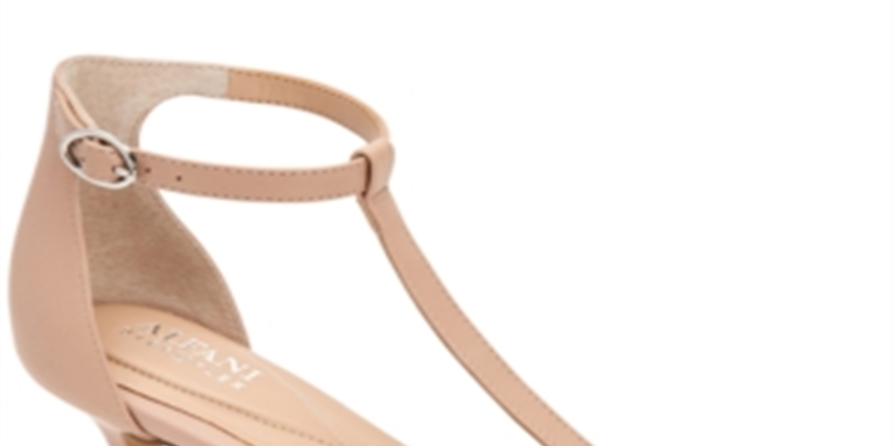 Alfani Women's Chiarra Leather Open Toe Formal T-Strap Sandals Blush  Size 7.5M