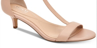 Alfani Women's Chiarra Leather Open Toe Formal T-Strap Sandals Blush  Size 7.5M