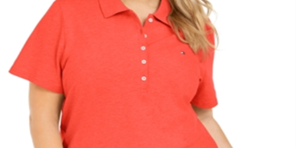 Tommy Hilfiger Women's Plus Pique Polo Shirt Orange Size 1X