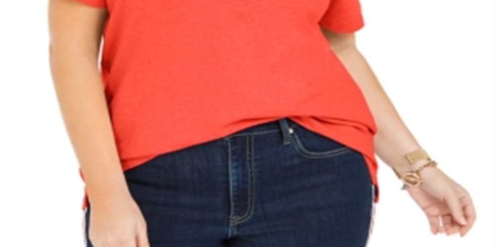 Tommy Hilfiger Women's Plus Pique Polo Shirt Orange Size 1X