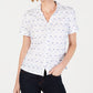 Karen Scott Women's Clip Dot Roll Tab Shirt White Size M