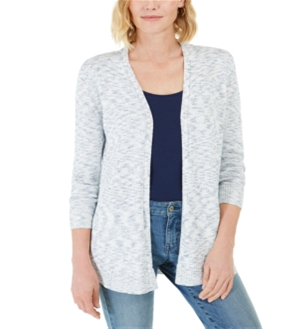 Charter Club Women's Curved Hem Completer Sweater Blue Size X-Large