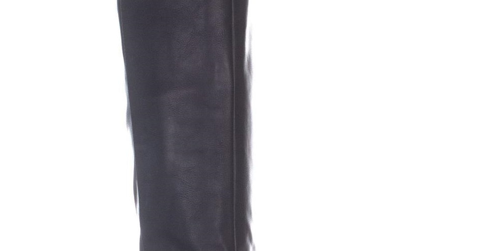 Material Girl Women's Damien Faux Leather Studded Knee High Boots Black Size 6.5 M