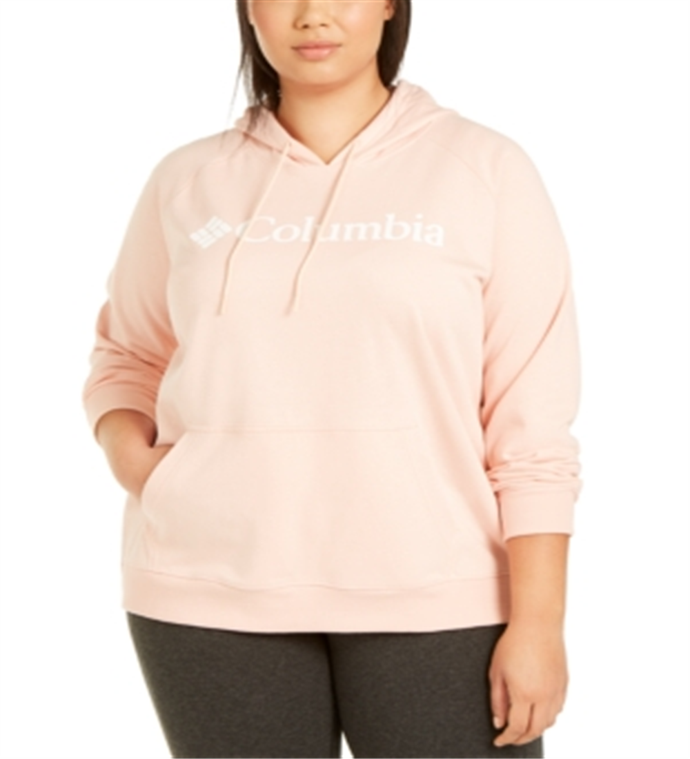 Columbia Women's Logo French Terry Hoodie, Peach Cloud, Size 3X