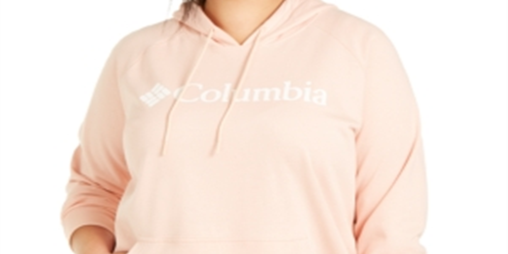 Columbia Women's Logo French Terry Hoodie, Peach Cloud, Size 3X