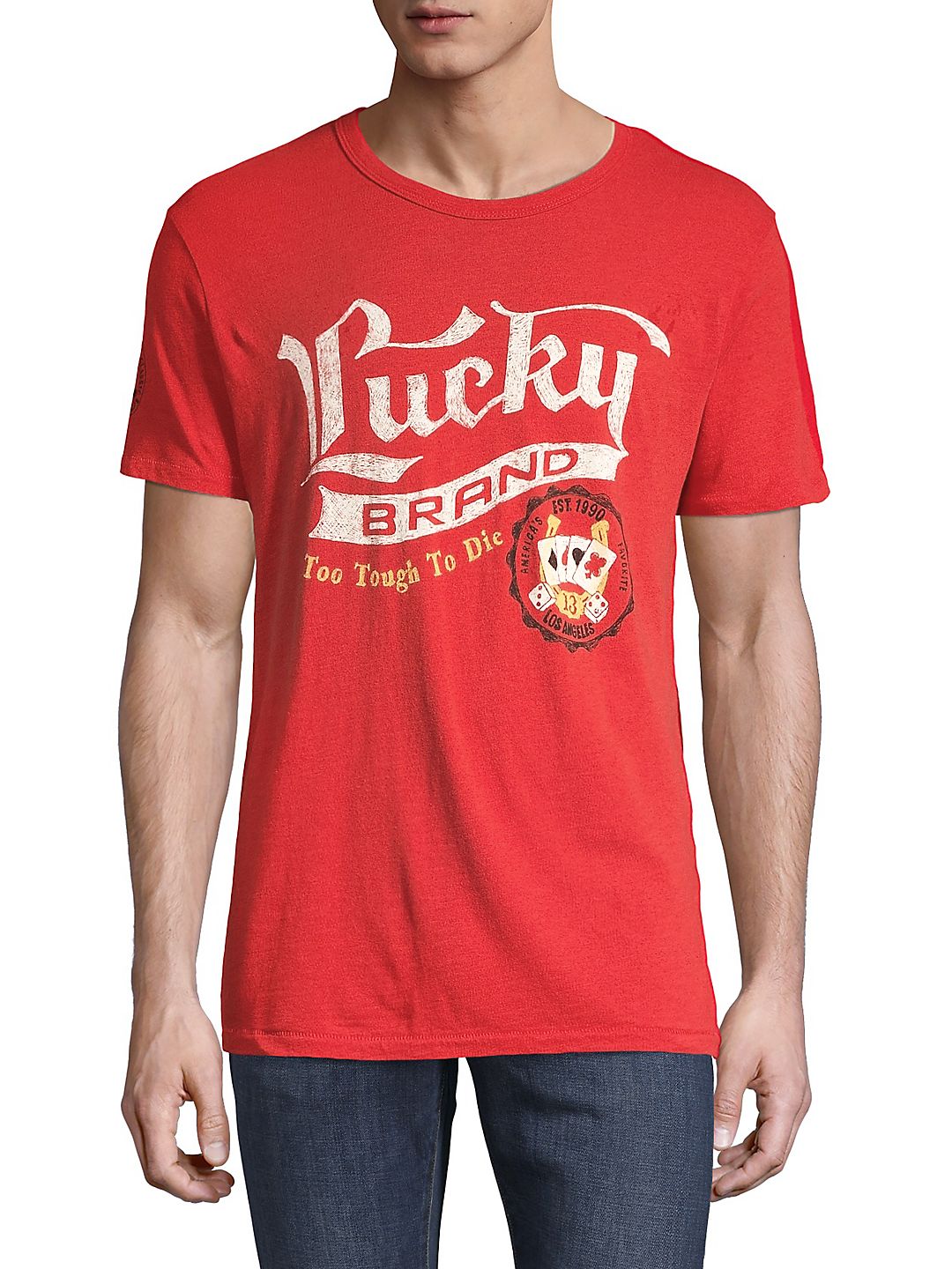 Lucky Brand Men's Graphic Logo Tee Red Size Large