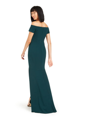 Calvin Klein Women's Off the Shoulder High Low Gown Green Size 16