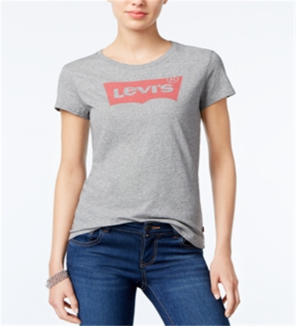 Levi's Women's Slim Crew Logo Tee Gray Size Medium