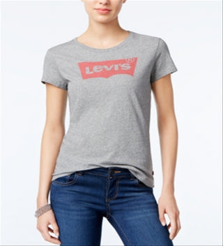 Levi's Women's Slim Crew Logo Tee Gray Size Medium