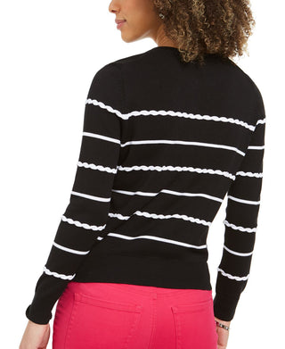 Charter Club Women's Striped Cardigan Black Size X-Small