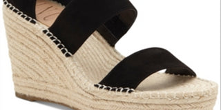 INC Women's  1 Platform Comfort Ankle Strap Catiana Almond Toe Wedge Buckle Espadrille Shoes Black Size 9 M