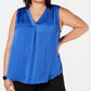 Alfani Women's Sleeveless V Neck Hi Lo Top Plus Blue Size 0X