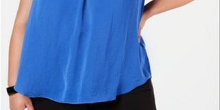 Alfani Women's Sleeveless V Neck Hi Lo Top Plus Blue Size 0X