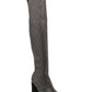 Wild Pair Women's Rhinestone Covered Cushioned Bravy Pointed Toe Block Heel Zip up Dress Boots Gray Size 9.5M