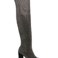 Wild Pair Women's Rhinestone Covered Cushioned Bravy Pointed Toe Block Heel Zip up Dress Boots Gray Size 9.5M