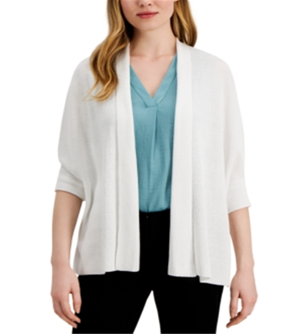 Alfani Women's Solid 3/4 Sleeve Open Cardigan Sweater White Size X-Large