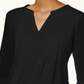 Charter Club Women's Double Ruffle Solid Pintuck Top Black Size Petite S