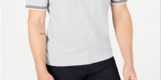 Alfani Men's Mock Neck Short Sleeves Sweater Gray Size Medium